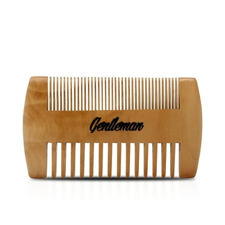 Karma Beauty Gentleman 2-Sided Beard Comb | Fine and Course Teeth for Beards and Mustaches | Pear Wood Comb | Static Free | No Pulling or Snagging