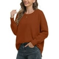 thumbnail image 4 of Aiyino Women Crewneck Batwing Sleeve Oversized Side Slit Ribbed Knit Pullover Sweater Top, 4 of 5