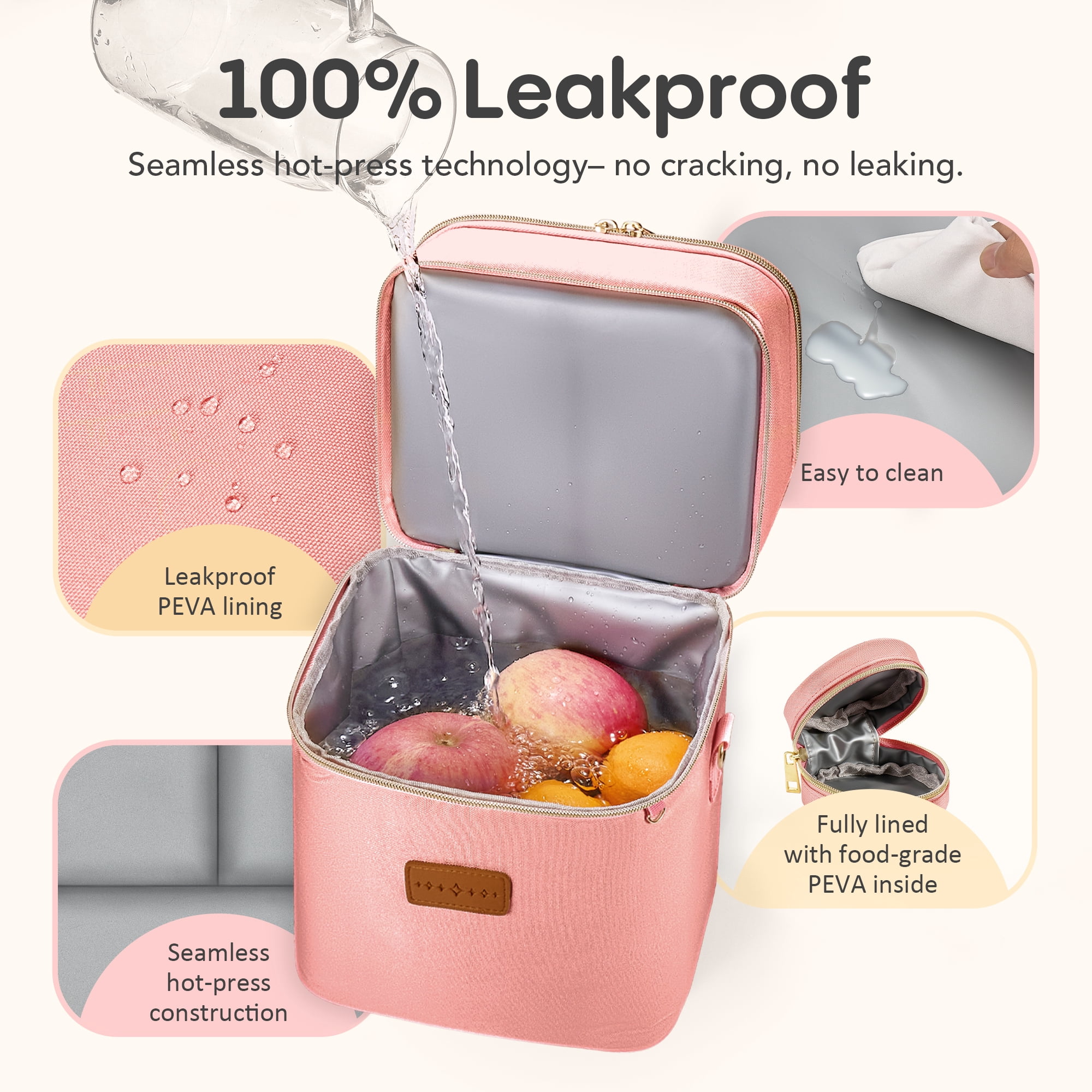 DERSTUEWE Breastmilk Cooler Bag with Ice pack , 2-Layer Travel Insulated Baby Bottle Bag, Pink