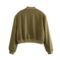 thumbnail image 3 of Baqcunre Women's Long Sleeve Solid Color Flight Suit Jacket with Large Pockets Winter Clothes for Women Womens Coats Bomber Jacket Women Crop Tops,Army Green,S, 3 of 3