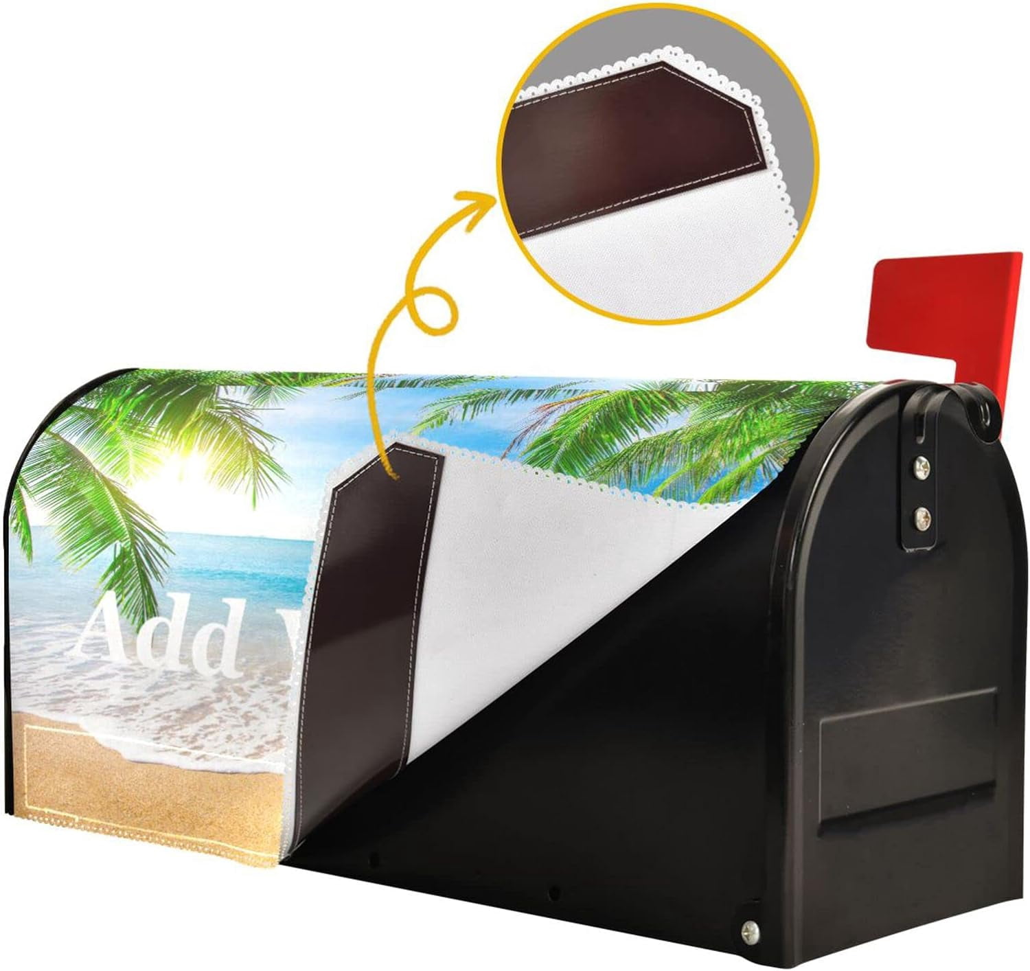 Customized Ocean Beach Mailbox Covers Magnetic Summer Sea Palm Tree Mailbox Cover Oversized 25.5" X 21" Personalized Mailbox Wraps Post Letter Box Cover Garden Decorations