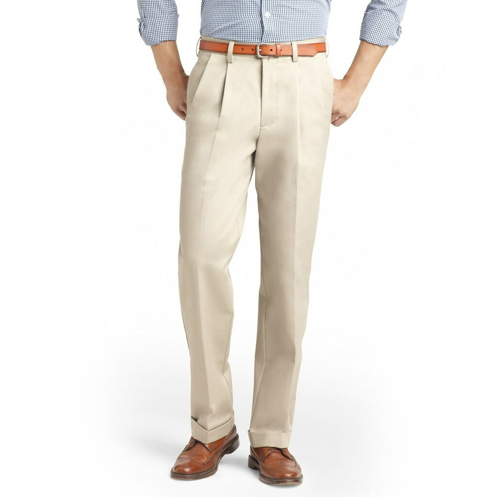 IZOD - Men's IZOD American Chino Straight-Fit Wrinkle-Free Pleated Pants Khaki - Walmart.com