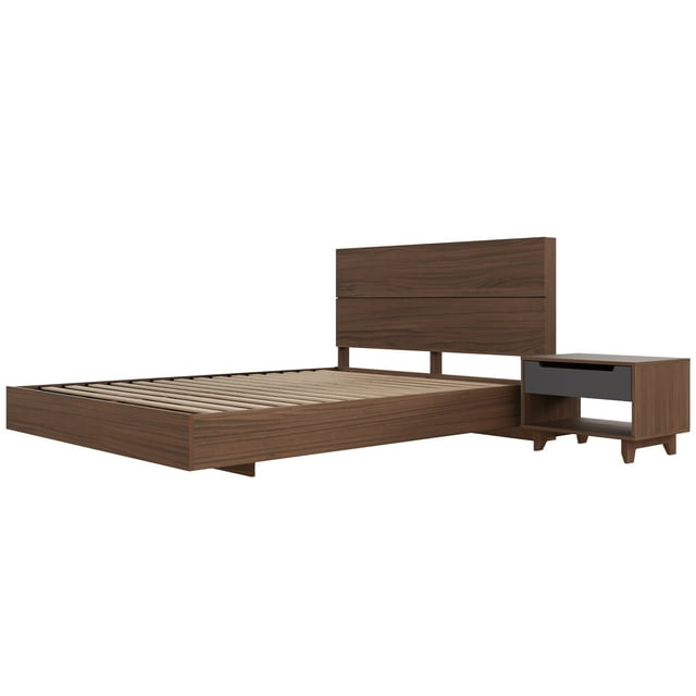 Nexera Milo 3-Piece Floating Platform Bedroom Set, Brown, Double