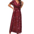 thumbnail image 2 of B91xZ Robes d'Anniversaire pour Femmes Robe Tunique à Manches Courtes Robes d'Été Décontractées Robe Courte Ample, Vin TG, 2 of 4