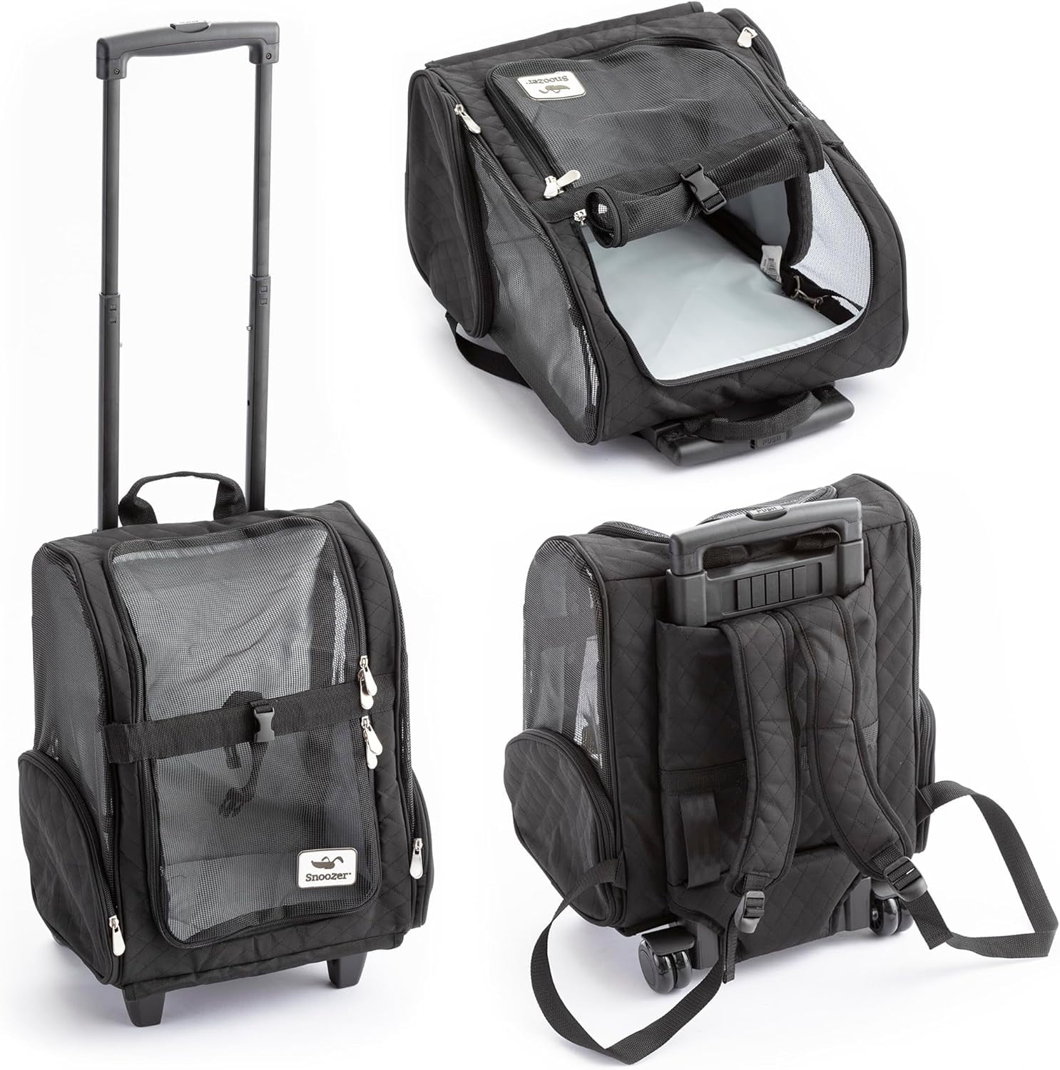 Snoozer Roll Around Large 4-in-1 Pet Carrier Backpack with Multi-Stage Handle, Red, 30 lb Limit