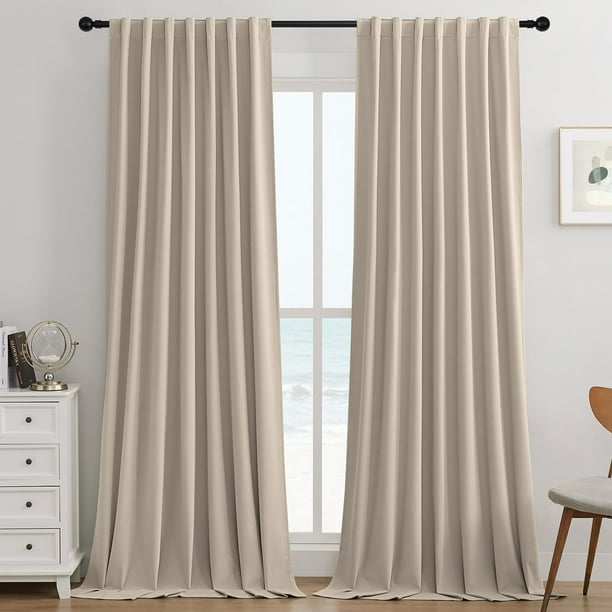 Cortinas Blackout Joydeco Beige Claro de Terciopelo 130x180 cm 2 Paneles