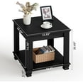 thumbnail image 2 of Farmhouse End Table,Large Side Table with 2-Tier Storage Shelf,Rustic Wood End Tables for Living Room,Square Tea Table,Black, 2 of 7