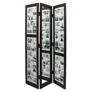 kieragrace KG Preston Triple Panel Photo Screen with Mirror - Espresso, 3 Panels