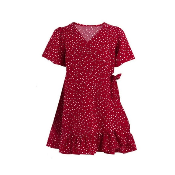 Fesfesfes Parent-child Spring Dress Polka Dots Ruffles Straps Midi Dress Mother-daughter Suit Girls Dress