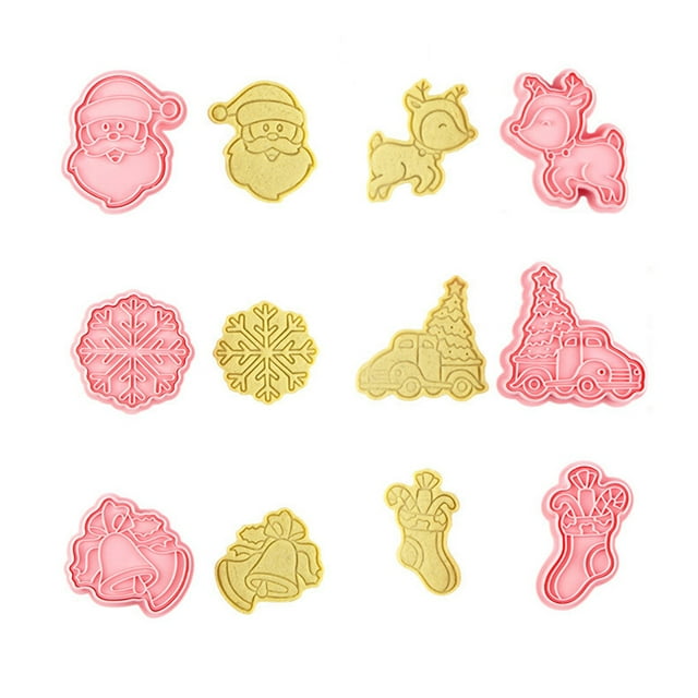 Inteprter 6 uds moldes de galletas de Navidad pastel decoración en relieve troquelado artesanal hecho a mano moldes para hornear prensables Herramientas y accesorios para hornear