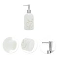 thumbnail image 5 of Unique Bargains 1 Pc Reusable Cylinder Marble Soap Dispenser 13.53oz White Silver Tone, 5 of 6