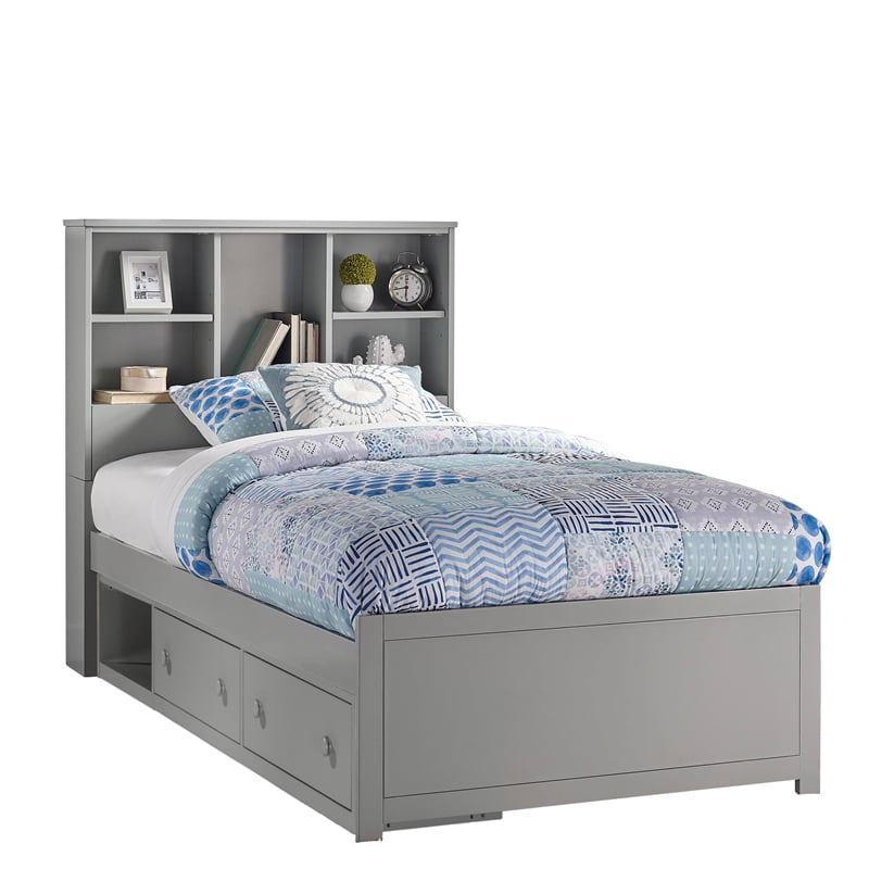 Ne Kids Caspian Wood Bookcase Twin Bed, Mainstays Mates Storage Bed With Bookcase Headboard Twin Soft White Finish