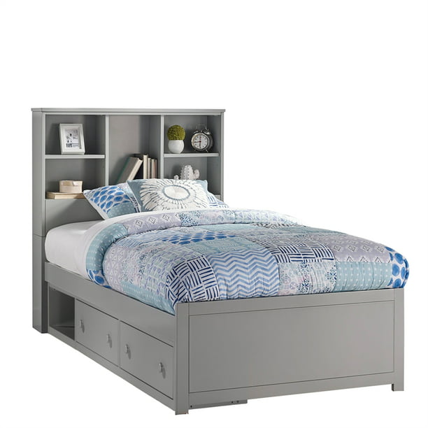 Ne Kids Caspian Wood Bookcase Twin Bed, Twin Platform Bed With Storage And Bookcase Headboard