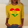 thumbnail image 2 of ibuvkizy Black History Month Shirts for Women 3/4 Length Sleeve Tops Ladies' Black Month Fashion Printed Round Neck 3/4 Sleeve T-shirt Loose Top,Yellow,M, 2 of 4