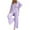 Purple-01, variant on STETMN Women's Pleated 2 Piece Outfits Button Long Sleeve Blouse Split Wide Leg Pants Lounge Sets