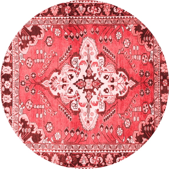 Ahgly Company Indoor Round Medallion Red Traditional Area Rugs, 6' Round