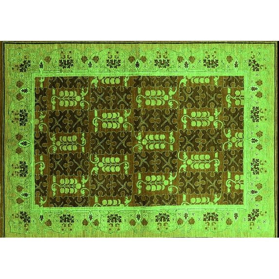 Ahgly Company Indoor Rectangle Oriental Green Traditional Area Rugs, 2' x 5'