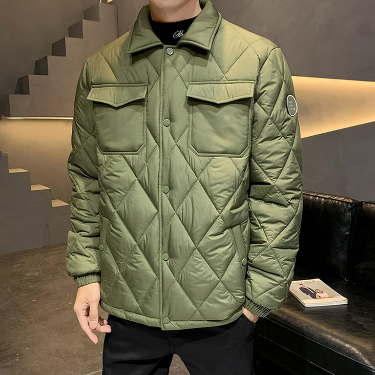 WXLWZYWL Mens Fall Winter Jackets Men's Diamond Quilted Shirt