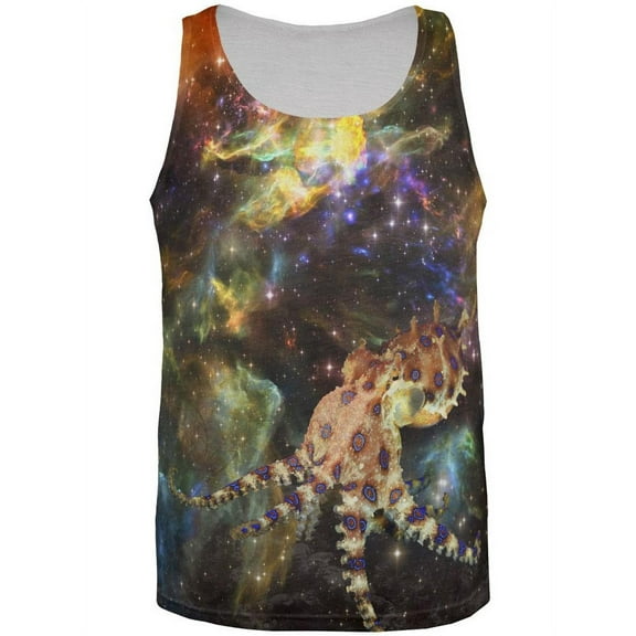 Blue Ringed Octopus IN SPACE All Over Adult Tank Top - Medium