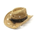 thumbnail image 4 of OJSFQUFP Cowboy Hat Cow Girl Hat Cowboy Hats for Women/Mens/Straw Wide with Shapeable Brim Cowboy Hat for Womens/White, 4 of 5