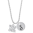 thumbnail image 1 of Delight Jewelry Silvertone Medium ''Peace Love Cheer'' Silvertone Script Initial Disc - S - Charm Necklace, 20"+3", 1 of 4