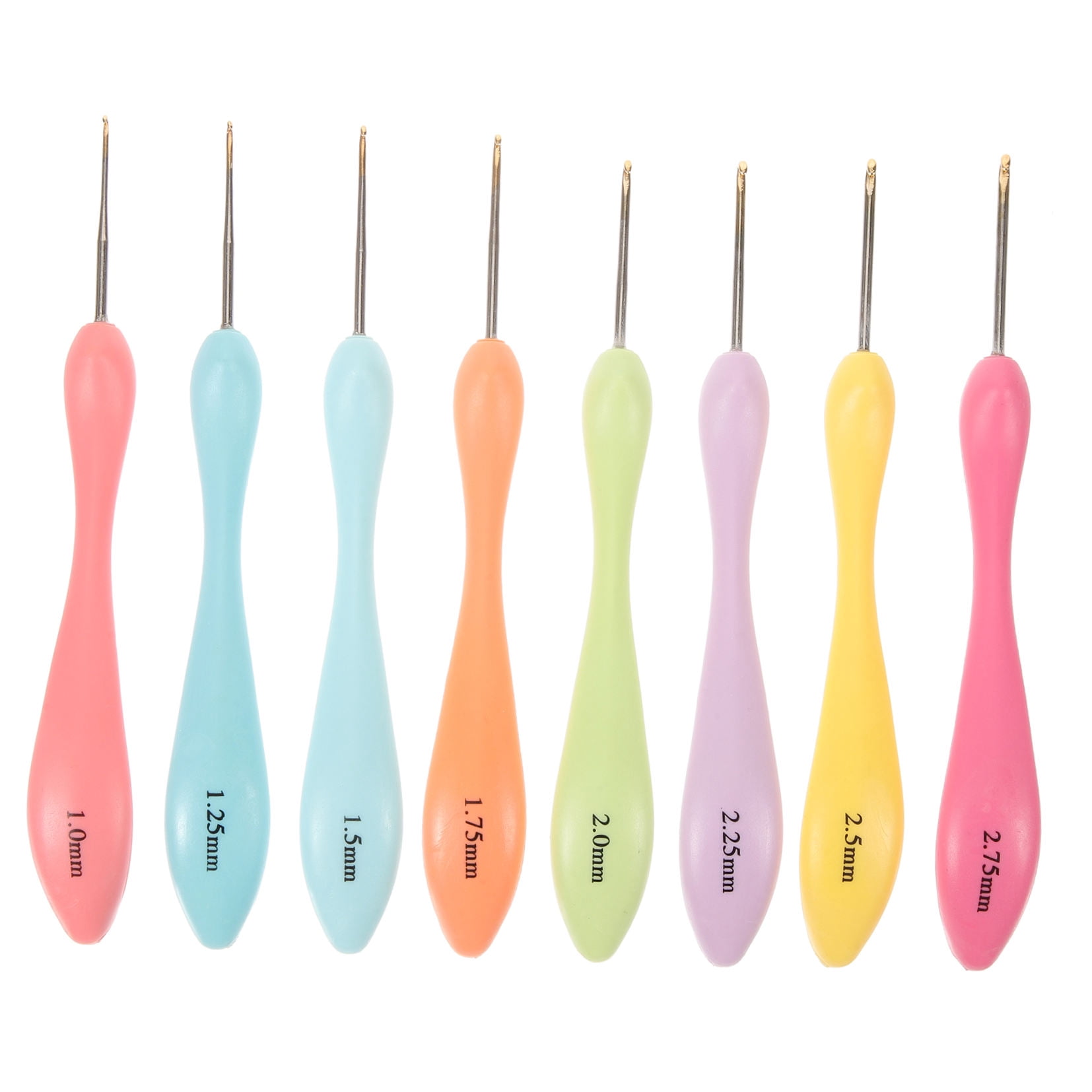 Raindrops 8Pcs Crochet Needles Pin Assorted Color Curved Handle for Family Members DIY Projects