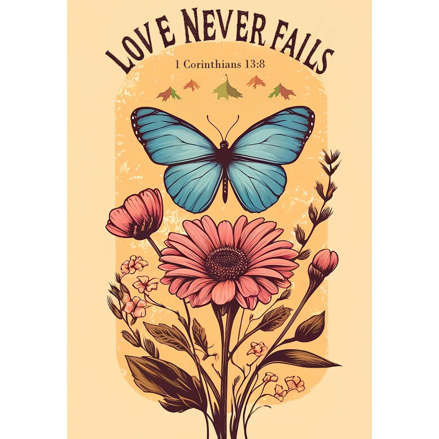 America Forever Bible Verse House Flag, 28 x 40 inch Double Sided, Love Never Fails,1 Corinthians 13:8, Scripture Bible Verse Outdoor Decor, Holiday Outside Decorations Yard Flag