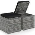 thumbnail image 2 of Costway 2PCS Patio Rattan Ottomans Seat Side Table Storage Box Footstool with Cushion Black, 2 of 10