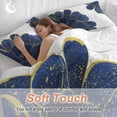 thumbnail image 4 of 3 Piece Navy Blue Gold Duvet Cover Set Queen Size,Microfiber Comforter/Quilt Cover with Corner Ties and 2 Pillowcases,Abstract Line Art Troditional Ink Painting All Season Bedding with Zipper Closure, 4 of 8