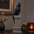 thumbnail image 3 of Clearance! Halloween Light‑Up Raven Figurine, 7.87in LED Red Eye Black Halloween Tabletop Statue, Gothic Resin Crow Ornament for Halloween Decorations, 3 of 6