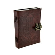 Hamsa Hand Brown Embossed Leather Bound Journal 5x7 in.