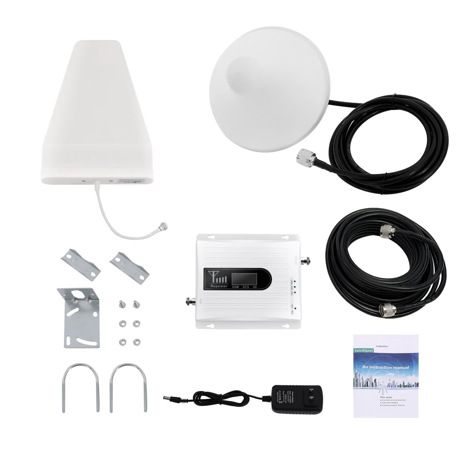 Aluminum Alloy Cell Phone Signal Booster, GSM 3G 4G LTE Amplifier Kit, 900/1800/2100MHz