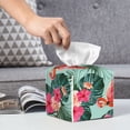 thumbnail image 6 of Sikiie Palm Leaves Flamingo Leather Tissue Box Cover Square, tissue box holder, Tissue Box with Bottom Belt-5.2”x5.2”x5.2”, 6 of 7