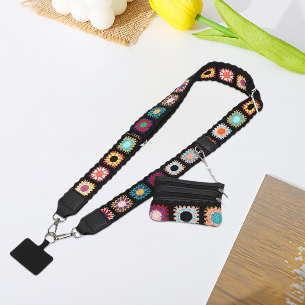 Jiibva Phone Strap, Phone Crossbody Lanyard With Wallet, Adjustable Cellphone Lanyard With Zippered Pouch, Clip for Phone, Tablet, Keys