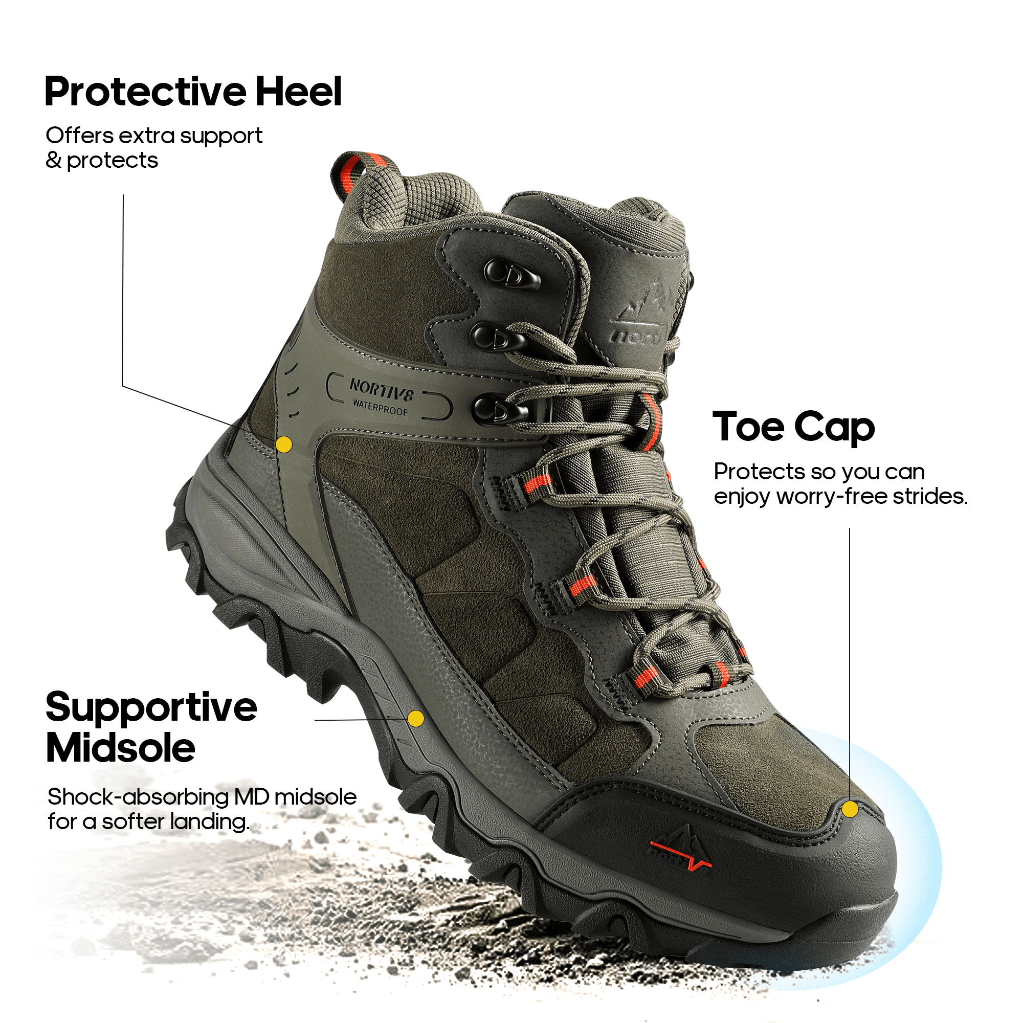 NORTIV 8 Men's Waterproof Hiking Boots Outdoor Mid Trekking Lightweight Mountaineering Shoes Paladin
