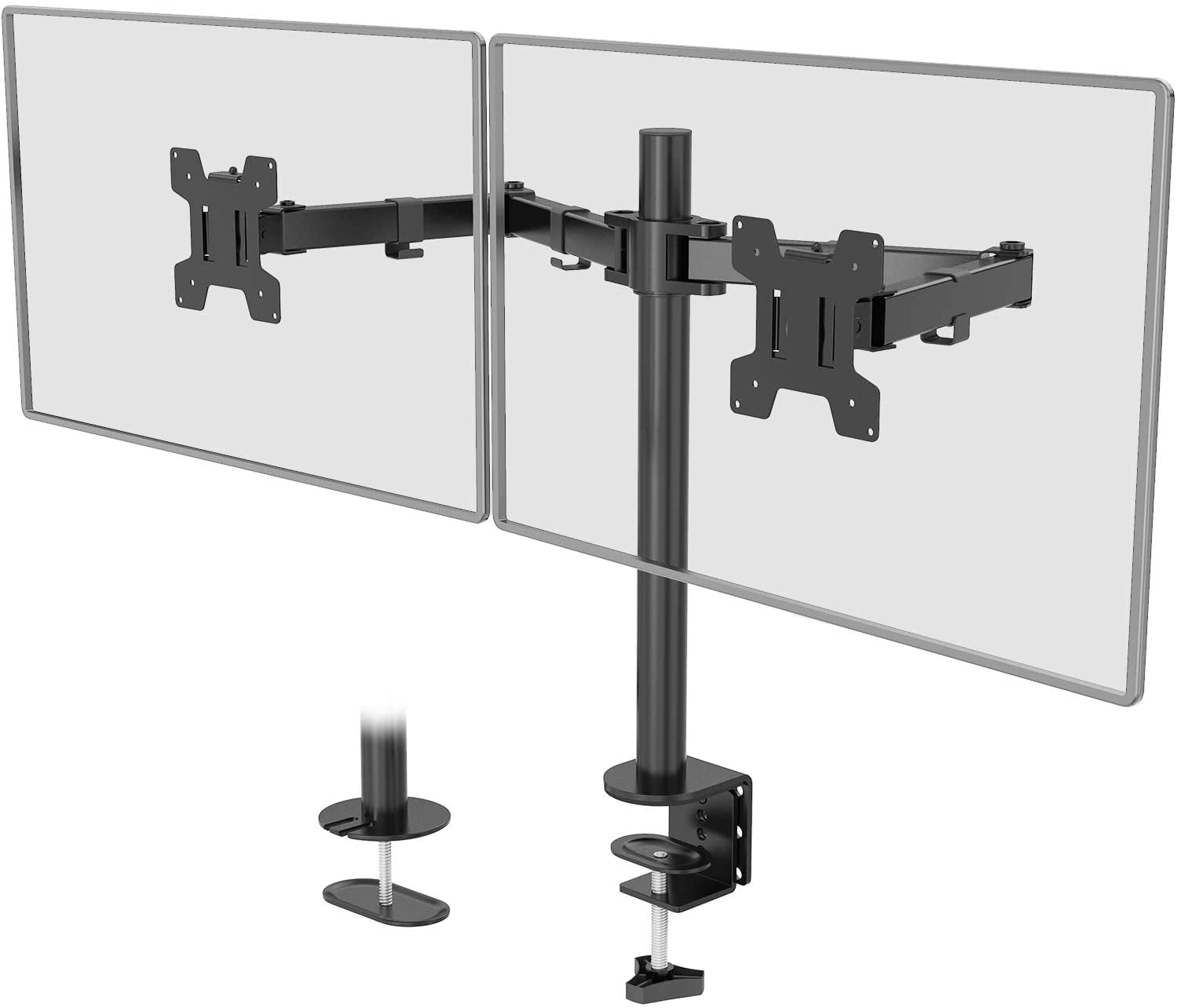 27" Tilt & Swivel Dual LCD Screen Monitor Desk TV Bracket Stand Adjustable 10" 