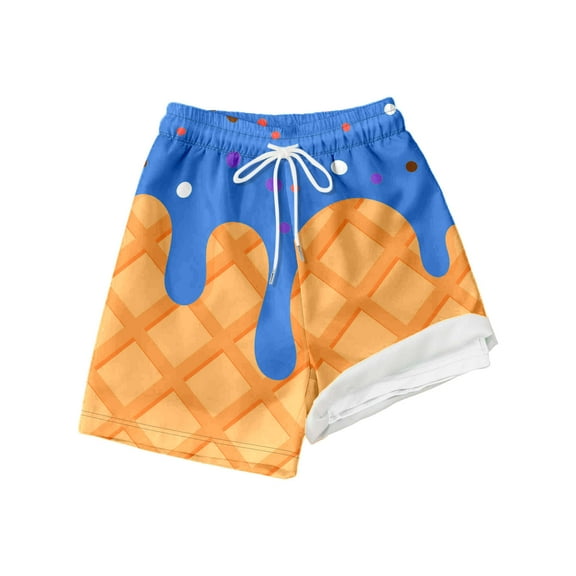 oqasdz Boys Shorts Ice Cream Summer Beach Outdoor Play Elastic Waist Above Knee Comfortable Active Casual Kids Children Shorts Size 10 Y-12 Y