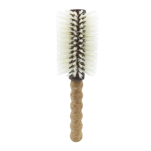 Tesyar Boar Bristle Round Hair Brush with Cork Handle, Volumizing Styling Round Brush for Fine Thick Long Hair