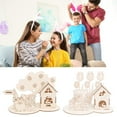 thumbnail image 5 of Mdesiwst Ornament Material Package Easter Day DIY Wooden House Rabbit Flower Figurine 3D Puzzle Easy Completion Entertainment Decoration Ornament Material Bag, 5 of 5