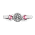 thumbnail image 4 of 925 Sterling Silver Round Pink Tourm. Diamond Stackable Ring Birthstone October Gemstone Tour Creat P Sapphire Fancy, 4 of 8