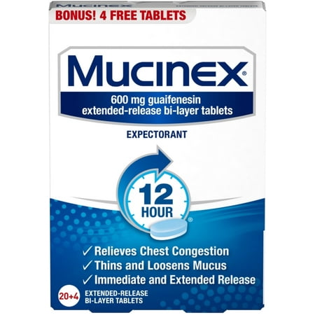 Mucinex 12 Hour Extended Release Bi-Layer Tablets 24 ea (Pack of 6)