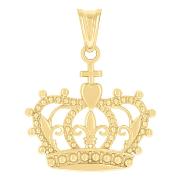 14k Yellow Gold Womens Crown Fashion Charm Pendant