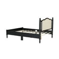 thumbnail image 5 of Full Size Bed Frame, Wooden Platform Bed with Natural Rattan Headboard, Slat Support for Bedroom and Livingroom, Black, 5 of 7