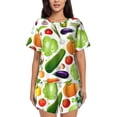 thumbnail image 1 of Balery Vegetables2 Conjunto de Pijama para Mujer con Estampado, Dos Piezas de Manga Corta y Shorts, Ropa de Dormir Suave con Cuello Redondo y Bolsillos-X-Large, 1 of 6