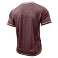 thumbnail image 4 of WRKEKC Men's Casual Short Sleeve Shirts Solid Color Button-Front Crew Neck Pocketed Raglan Sleeve Top for Men Daily Leisure Office Looks and Gatherings, 4 of 6