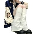 thumbnail image 2 of XDIAHBPL Socks For Women Japanese Style Flared Shape Long Student Leg Elastic Cuffs Solid Color Striped Loose Knitted Leg Stockings For Women White, 2 of 7