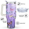 thumbnail image 3 of Purple Lavender Flower Butterflies 40 Oz Tumbler with Handle Lid and Straw, Stainless Steel Double Walled Vacuum Insulated Cup, Cute Birthday Gifts Tumbler for Women Men Friends, 3 of 7