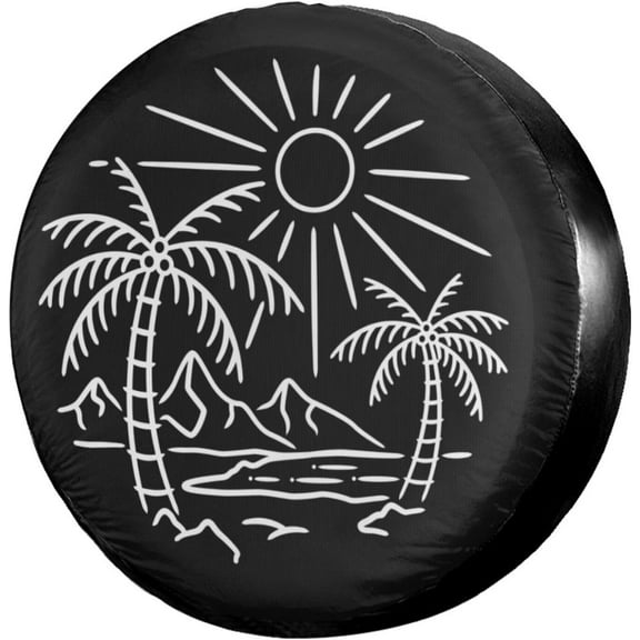 Beach Spare Tire Cover Dust-Proof Wheel Tire Cover Fit Trailer, RV, SUV and Many Vehicle