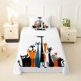 thumbnail image 2 of Manfei Vintage Cat Twin Sheets, Abstract Kitten Bedding, Orange Teal, 3pcs, 1 Flat Sheet, 1 Fitted Sheet and 1 Pillowcase, 2 of 6