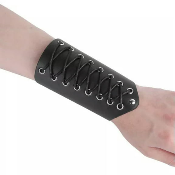 GKNET Mens Rock Armbands Leather Wrist Band Upper Arm Bracelet Upper Cosplay Costumes-Black